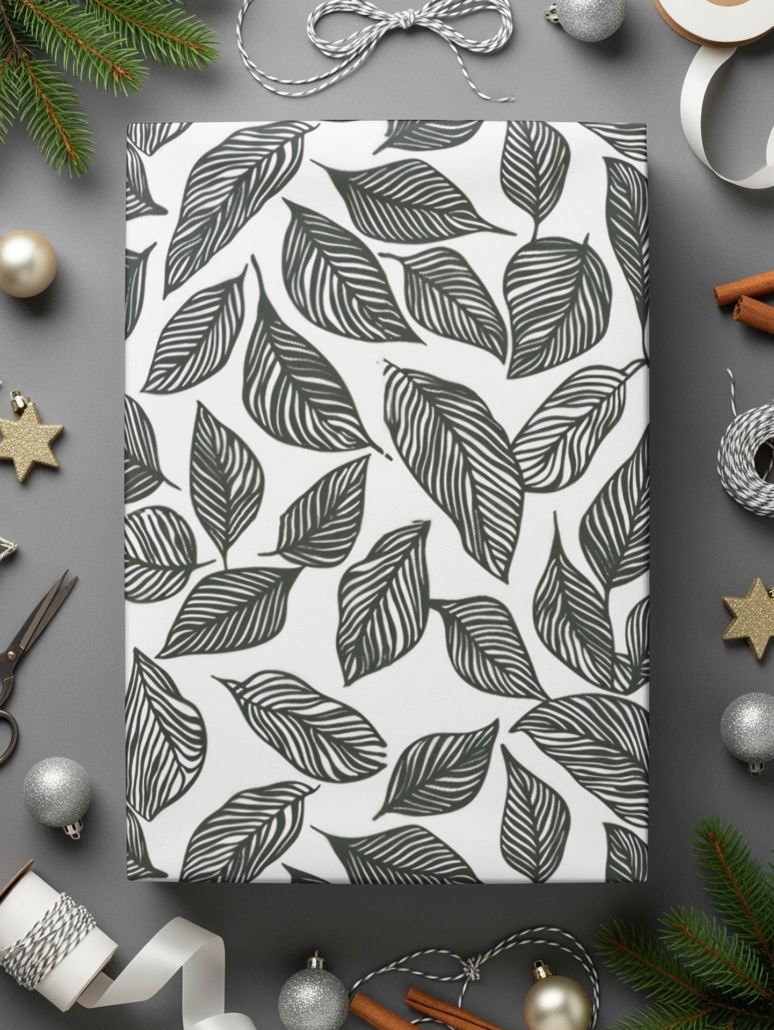 Leaf Pattern Nature Inspired Vector Graphic Black White Digital