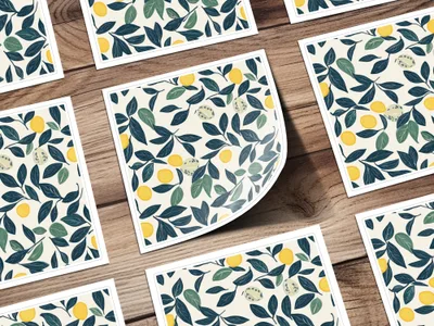 Lemon Digital Paper, Dark Blue Leaves Pattern, Printable Lemon Seamless Pattern, Yellow Citrus Print, Summer Digital, Food Pattern