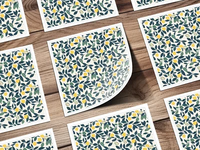 Lemon Digital Paper, Dark Green Leaves Pattern, Printable Seamless Background, Citrus Fruit Wallpaper, Tropical Summer Scrapbook Paper