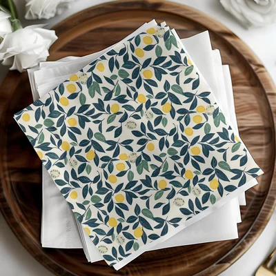 Lemon Digital Paper, Dark Green Leaves Pattern, Printable Seamless Background, Citrus Fruit Wallpaper, Tropical Summer Scrapbook Paper