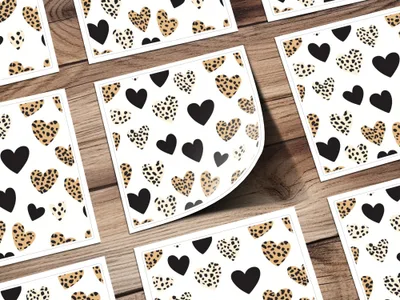 Leopard Heart Digital Paper, Seamless Pattern, Dalmatian Heart Print, Valentine's Day Background, Cheetah Spots Digital Download