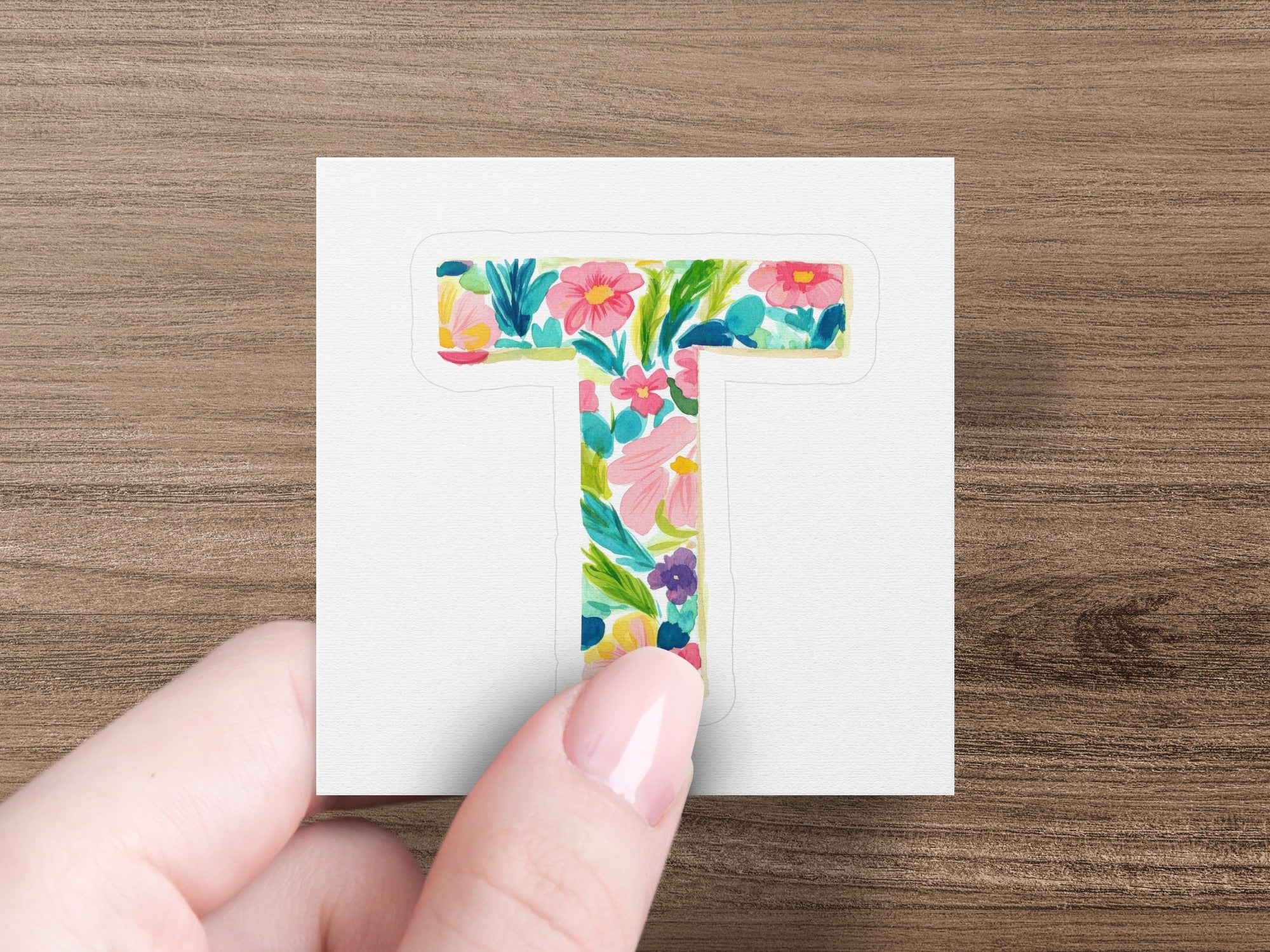 Letter T Floral Watercolor SVG, PNG Digital Download, Botanical Alphabet Clipart, Vibrant Initial Monogram, Scrapbooking Print Art