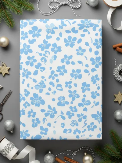 Light Blue Floral Pattern Digital Paper, Flower Seamless Design, Printable Fabric Design, Scrapbook Paper, Digital Downloads