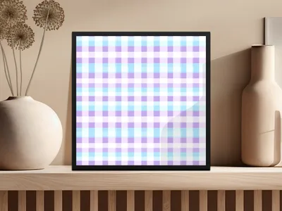 Light Blue Lavender White Pastel Checkered Digital