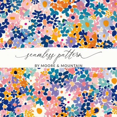 Light Blue Pink Floral Pattern for Spring Summer Time Digital