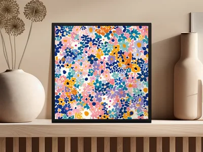 Light Blue Pink Floral Pattern for Spring Summer Time Digital