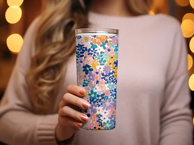Light Blue Pink Floral Pattern for Spring Summer Time Digital