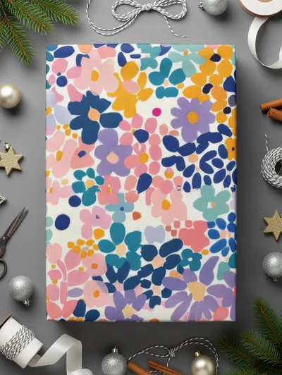 Light Blue Pink Floral Pattern for Spring Summer Time Digital