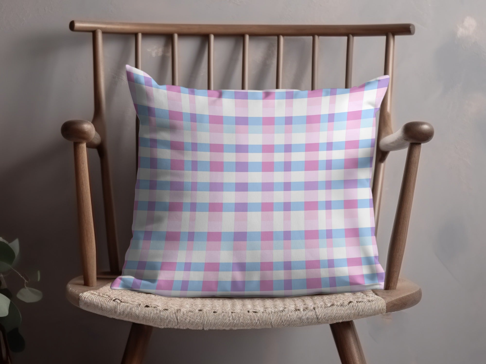 Light Blue Pink Lavender Pastel Checkered Digital