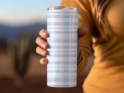 Light Blue Pink Pastel Checkered Seamless Plaid Digital