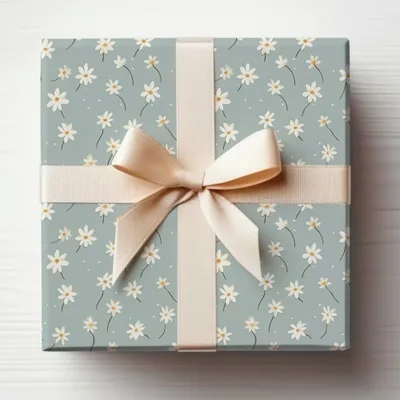 Light Blue Seamless Modern Boho Background Daisy Field
