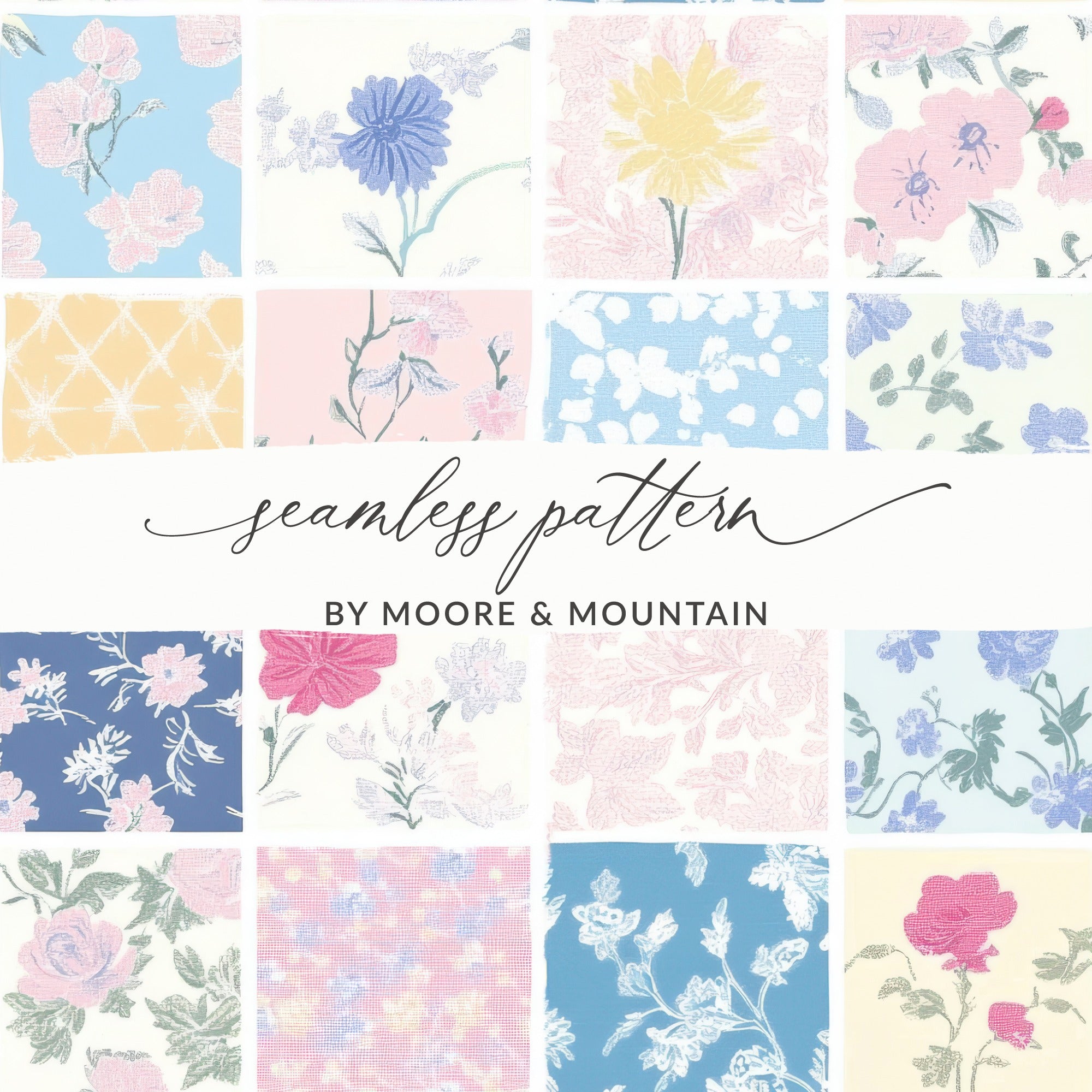 Light Pink and Blue Seamless Patchwork Digital Paper, Quilted Squares Seamless Background JPEG Pattern for Commercial Use