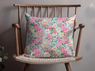 Light Pink Preppy Floral Maximalist Floral Pattern Digital