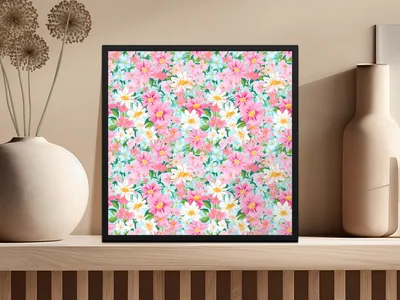 Light Pink Preppy Floral Maximalist Floral Pattern Digital