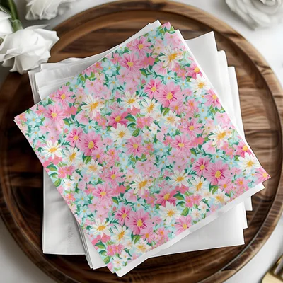 Light Pink Preppy Floral Maximalist Floral Pattern Digital