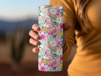 Light Pink Preppy Floral Maximalist Floral Pattern Digital
