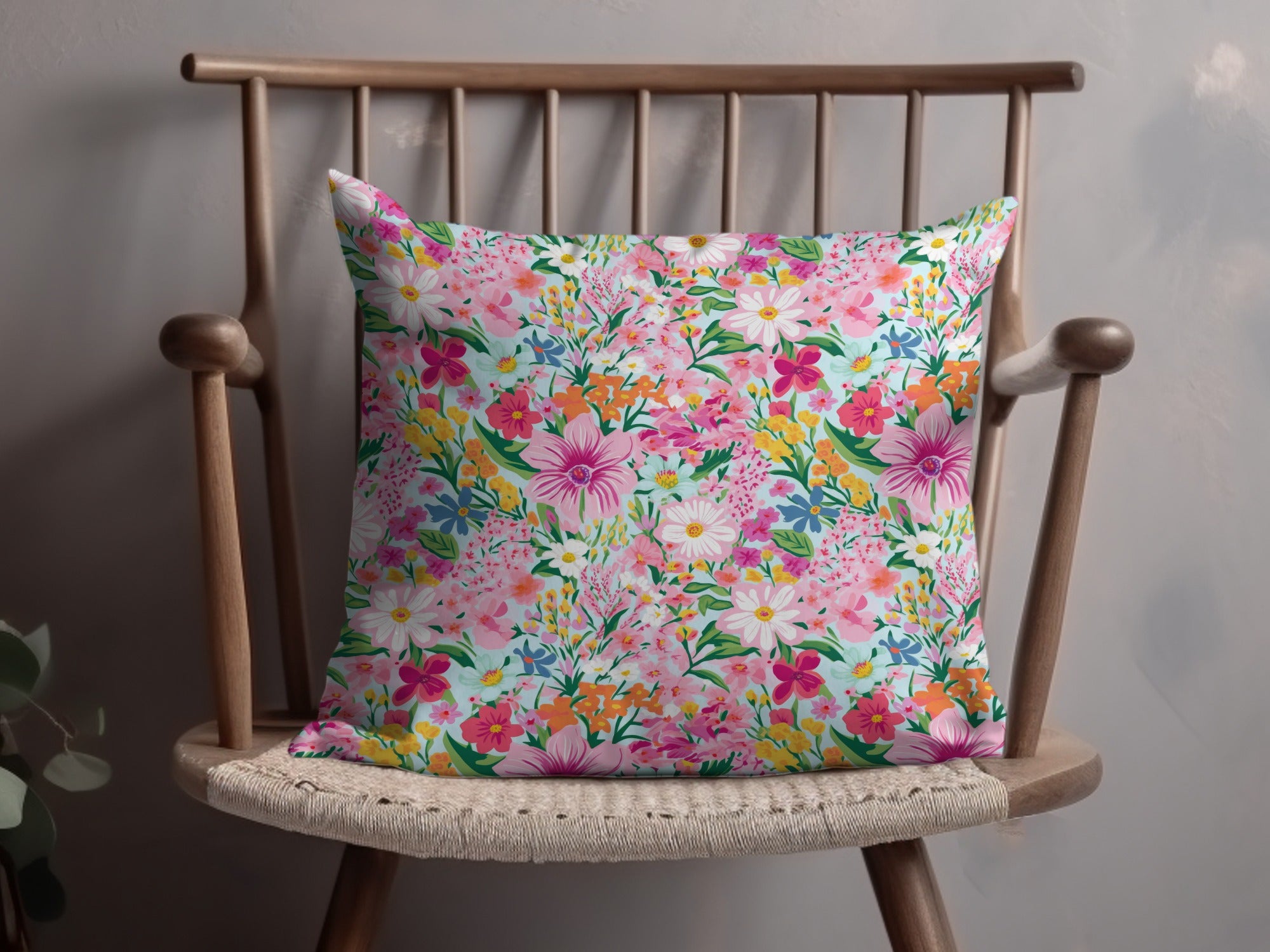 Light Pink Preppy Floral Maximalist Floral Pattern Digital