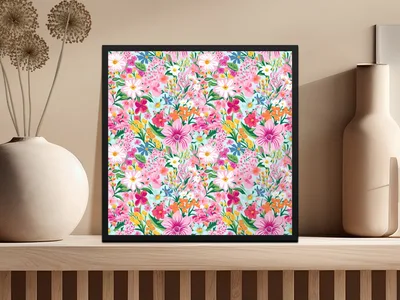 Light Pink Preppy Floral Maximalist Floral Pattern Digital