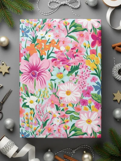 Light Pink Preppy Floral Maximalist Floral Pattern Digital