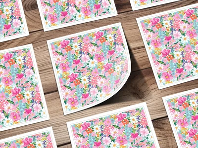 Light Pink Preppy Floral Maximalist Pattern Digital