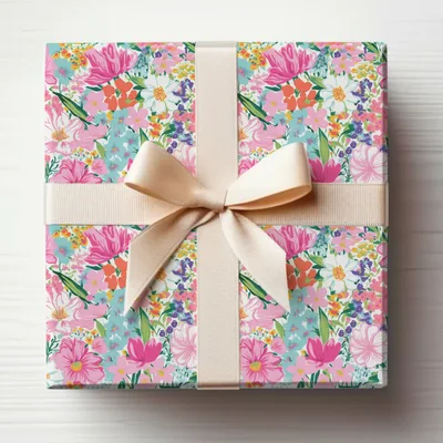 Light Pink Preppy Floral Maximalist Pattern Digital