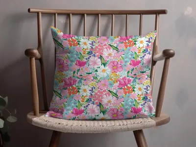 Light Pink Preppy Floral Maximalist Pattern Digital