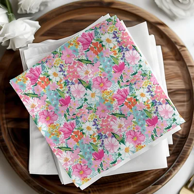 Light Pink Preppy Floral Maximalist Pattern Digital