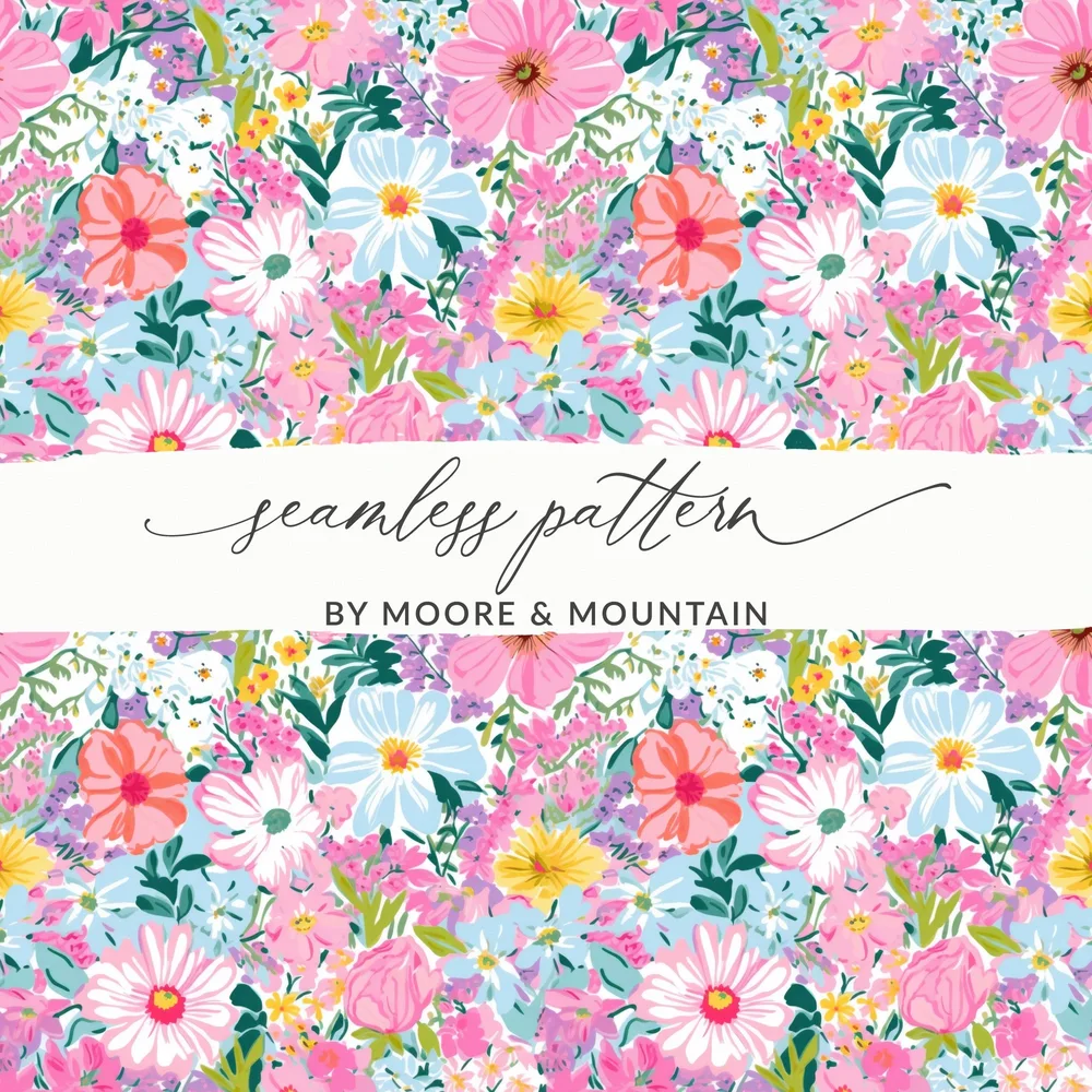 Light Pink Preppy Pastel Floral Digital