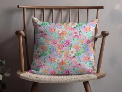Light Pink Preppy Pastel Floral Maximalist Floral Pattern