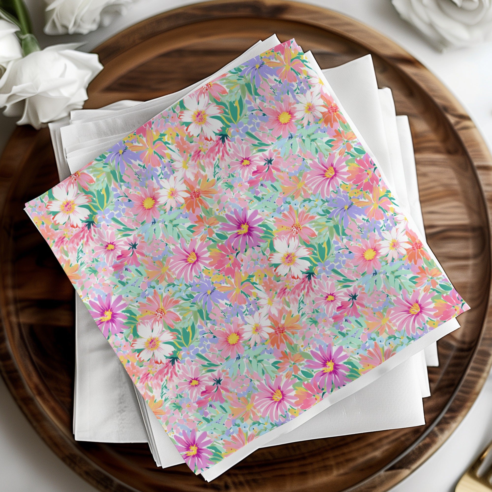 Light Pink Preppy Pastel Floral Maximalist Floral Pattern
