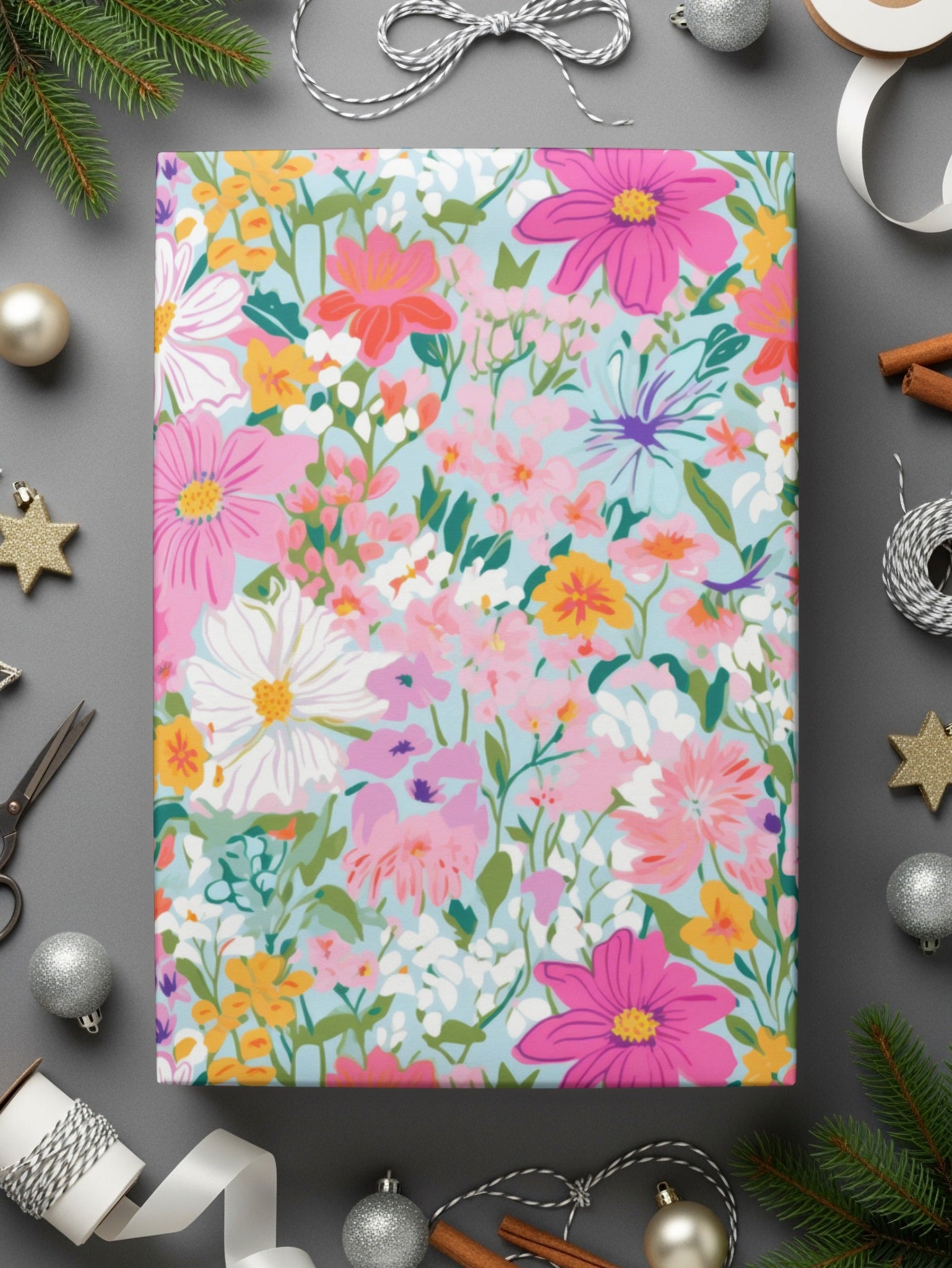 Light Pink Preppy Pastel Floral Maximalist Floral Pattern Digital