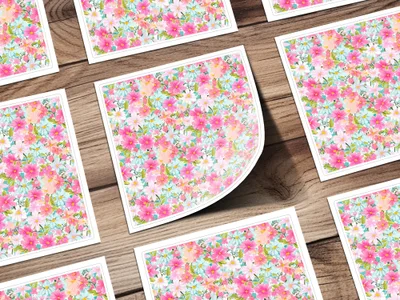 Light Pink Preppy Pastel Floral Maximalist Floral Pattern Digital