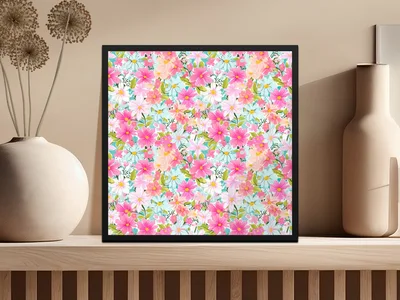 Light Pink Preppy Pastel Floral Maximalist Floral Pattern Digital