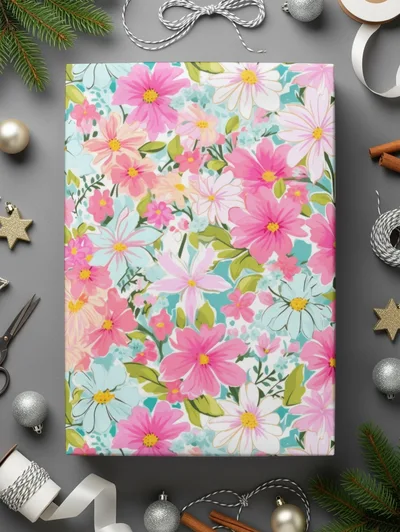 Light Pink Preppy Pastel Floral Maximalist Floral Pattern Digital