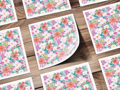 Light Pink Preppy Pastel Floral Maximalist Floral Pattern Digital