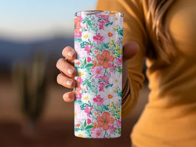 Light Pink Preppy Pastel Floral Maximalist Floral Pattern Digital