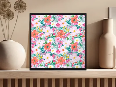 Light Pink Preppy Pastel Floral Maximalist Floral Pattern Digital