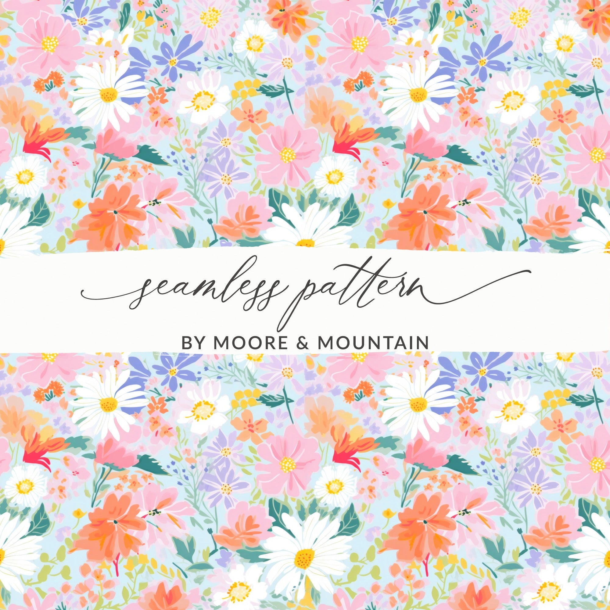 Light Pink Preppy Pastel Floral Maximalist Floral Pattern Digital