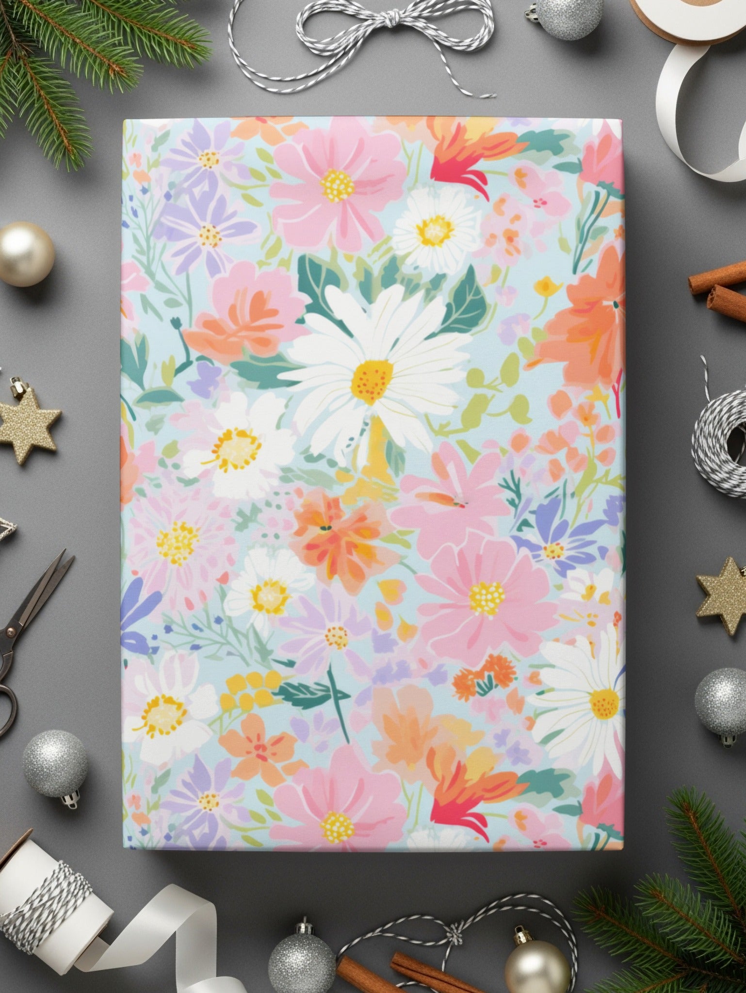 Light Pink Preppy Pastel Floral Maximalist Floral Pattern Digital