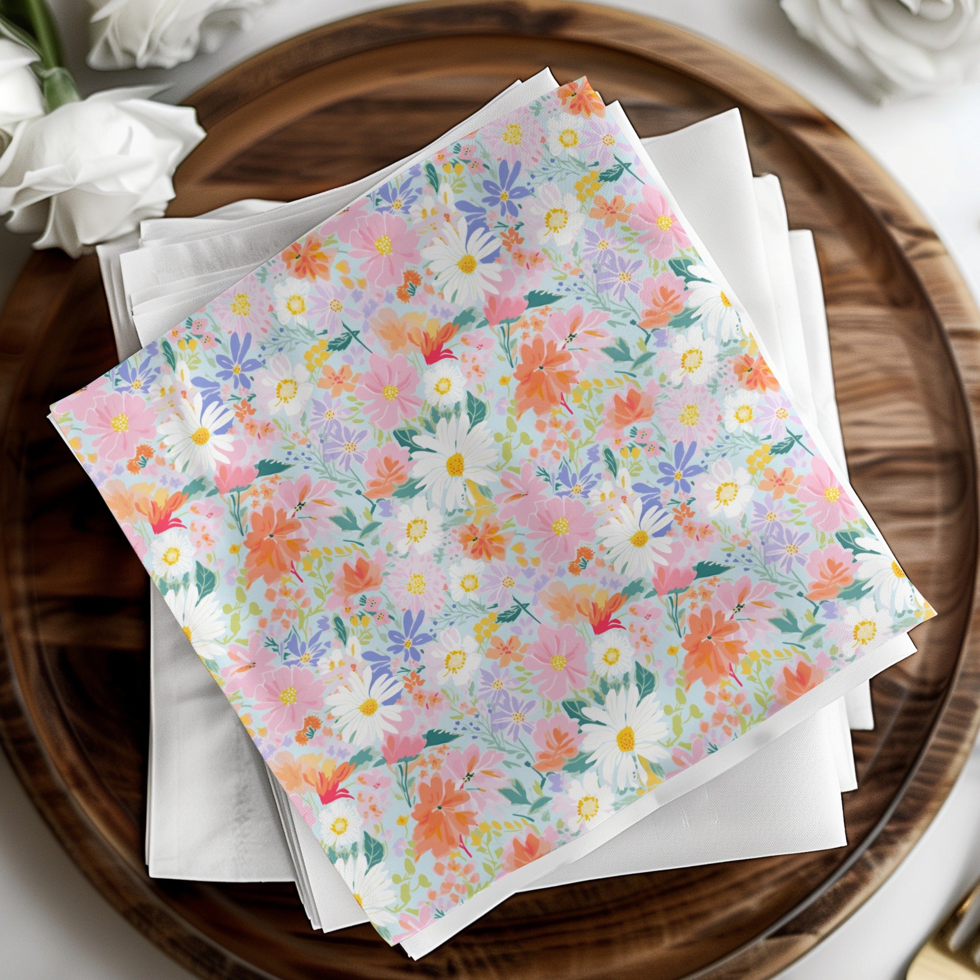 Light Pink Preppy Pastel Floral Maximalist Floral Pattern Digital