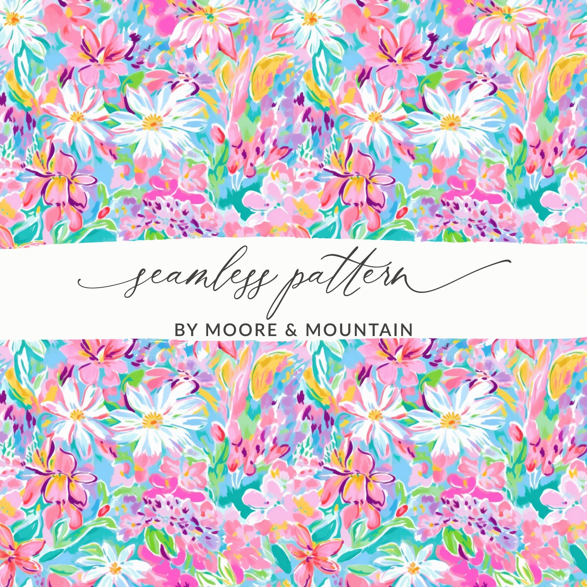 Light Pink Preppy Pastel Floral Maximalist Floral Pattern Digital