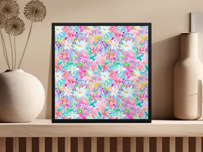 Light Pink Preppy Pastel Floral Maximalist Floral Pattern Digital