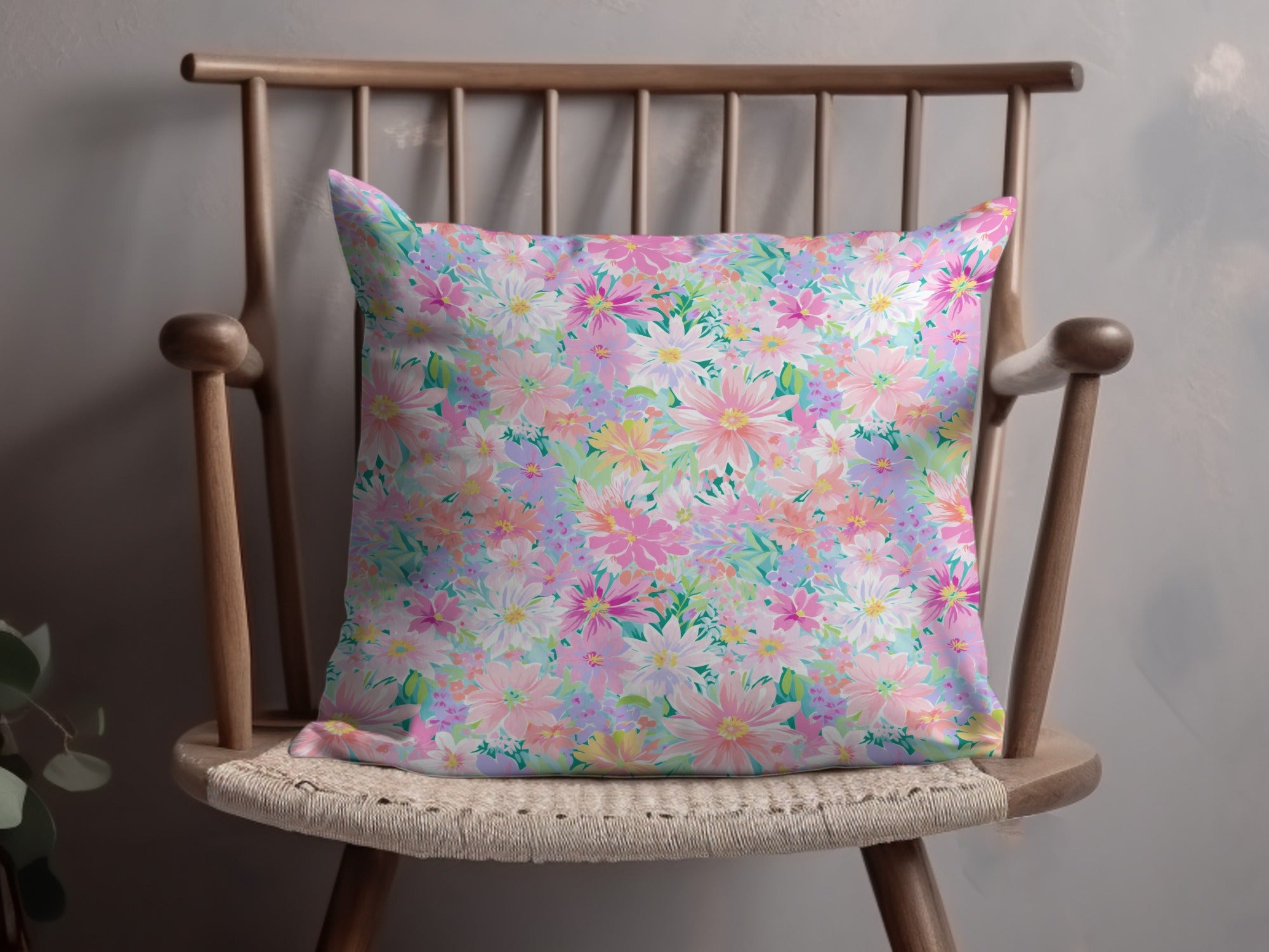 Light Pink Preppy Pastel Floral Maximalist Floral Pattern Digital