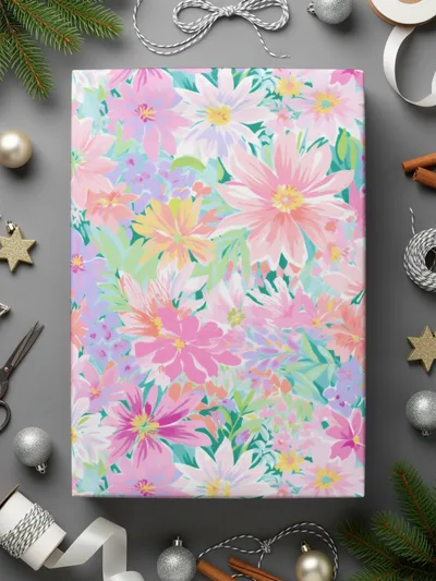 Light Pink Preppy Pastel Floral Maximalist Floral Pattern Digital
