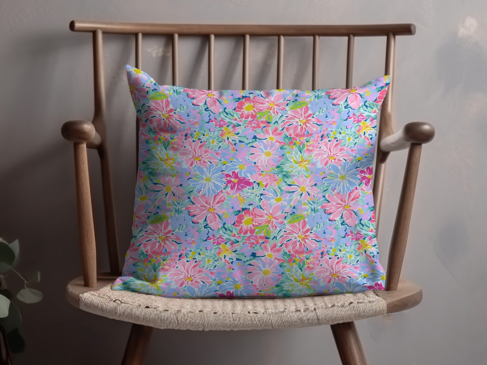 Light Pink Preppy Pastel Floral Maximalist Pattern Digital