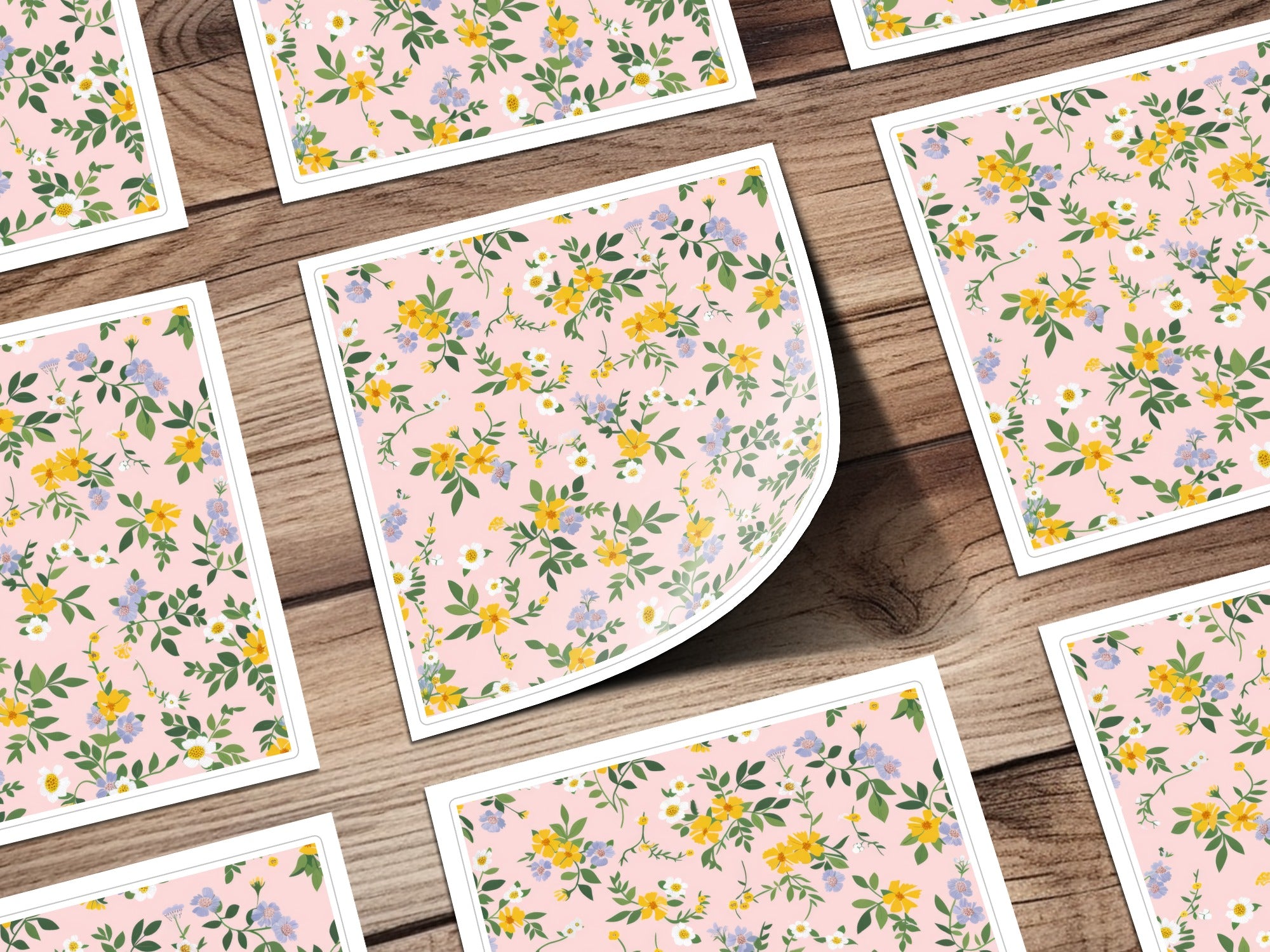 Light Pink Seamless Wildflower Field Girly Light Pink Sublimation Design