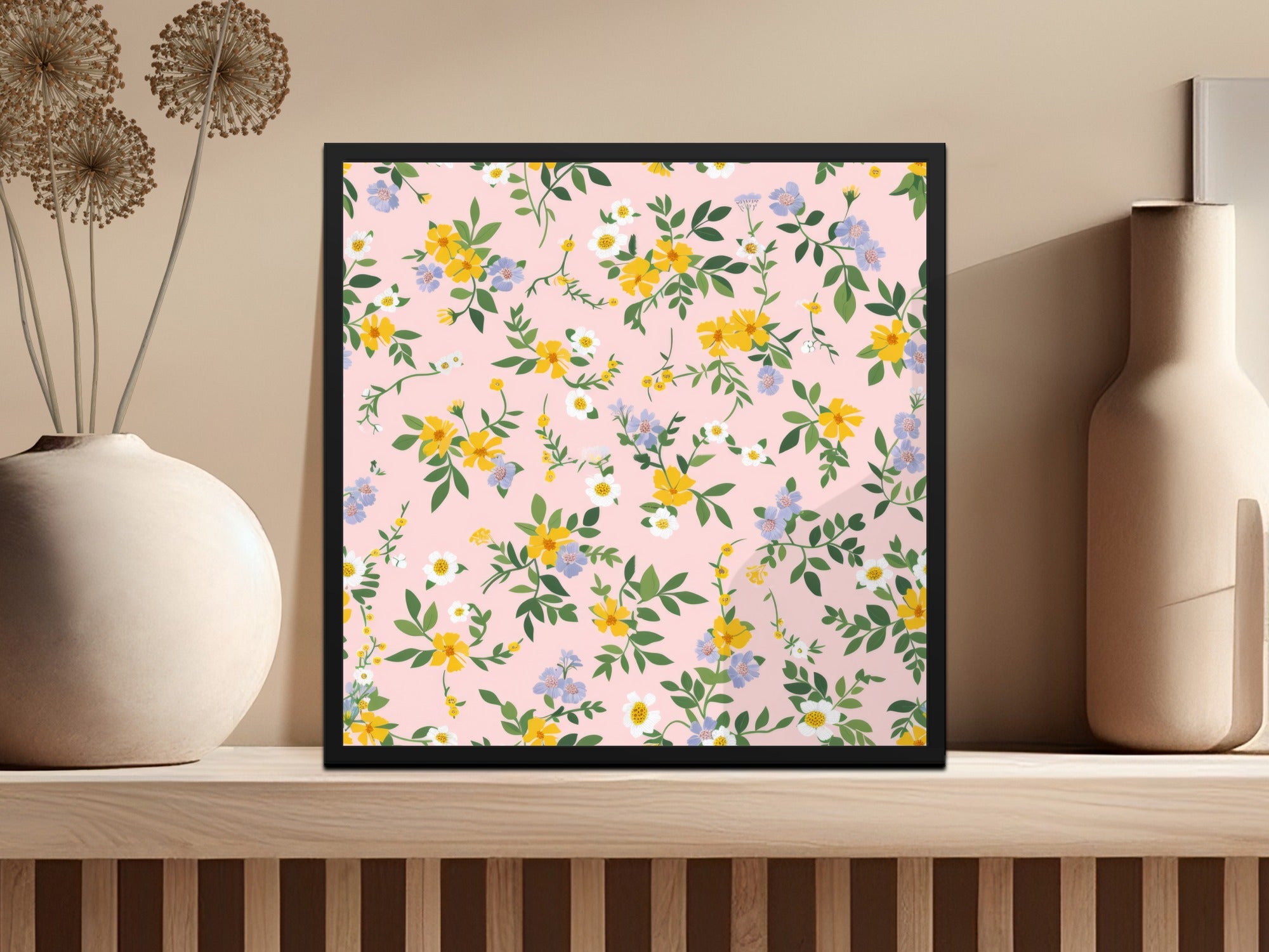 Light Pink Seamless Wildflower Field Girly Light Pink Sublimation Design