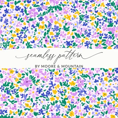 Light Purple Pastel Ditsy Floral Seamless Spring Floral Pattern Digital