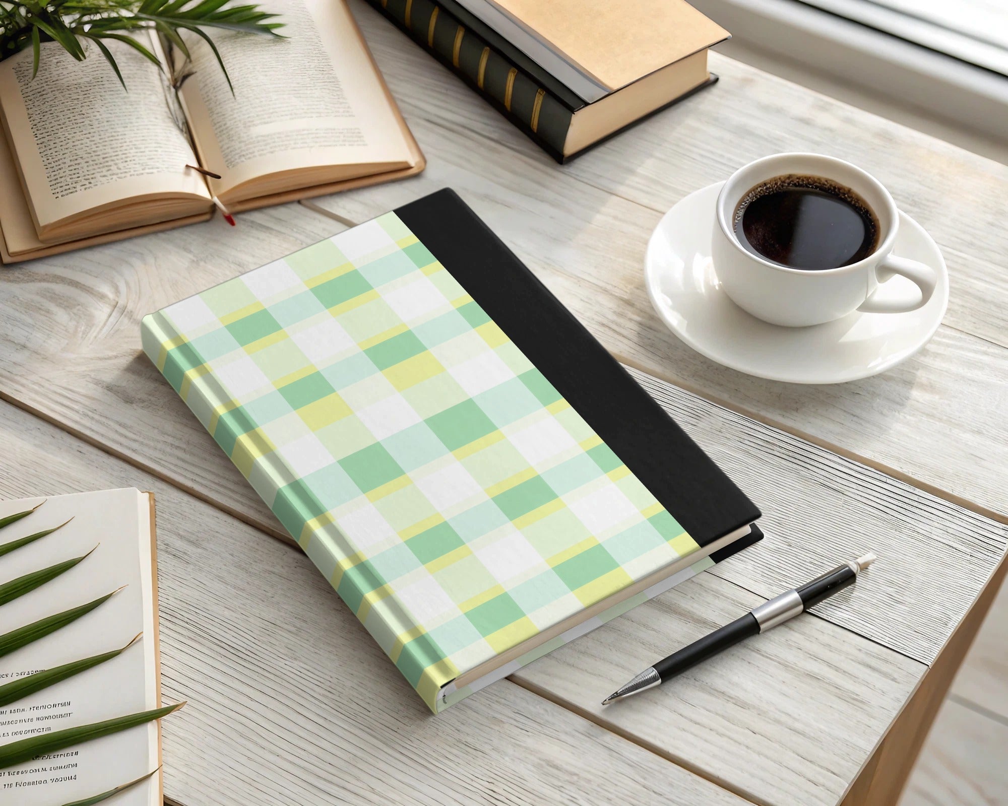 Light Yellow Green and White Pastel Checkered Digital