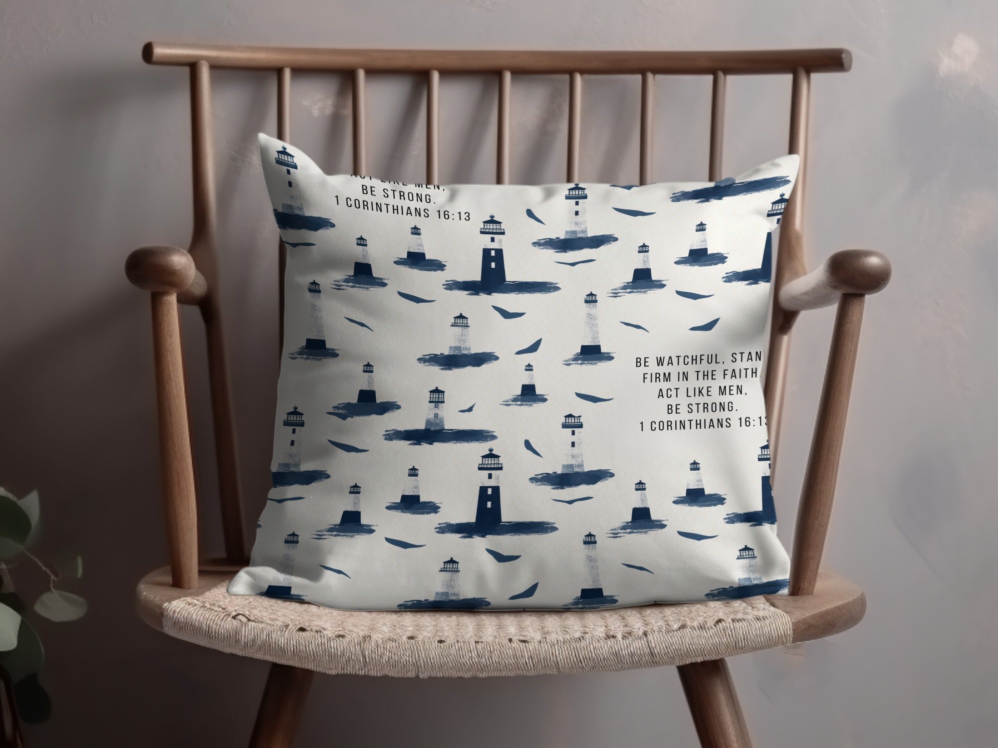 Lighthouse Christian Seamless Pattern for Boys Bible Verse Background, Digital Download